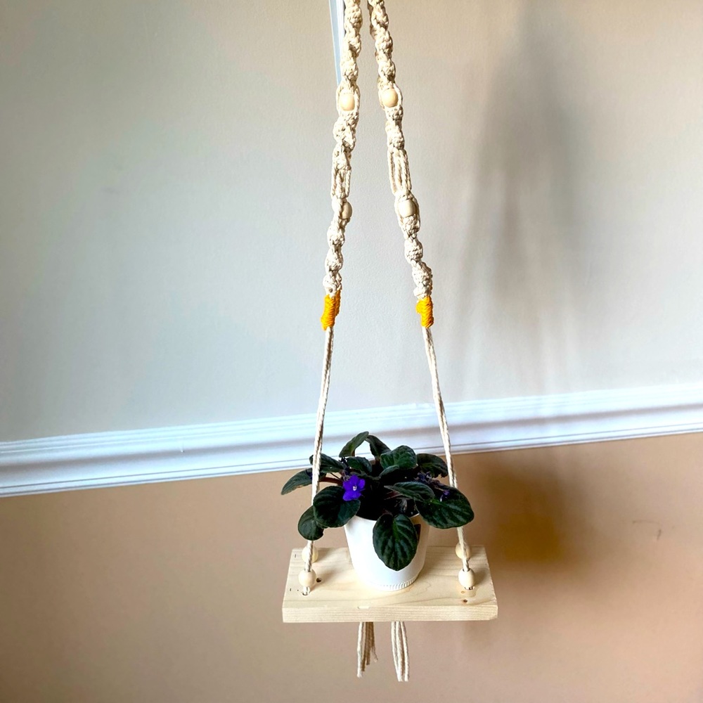 Macrame Hanging planter with shelf